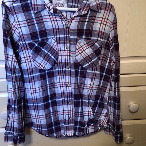 Tops - Purple and white flannel